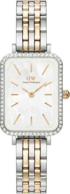 Montre Femme Daniel Wellington DW00100671 Quadro Lumine - Cadran Nacre Blanc & Bracelet Acier Bicolore