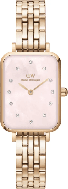 Montre Femme Daniel Wellington DW00100621 Cadran Rectangulaire Rose Nacre, Boîtier et Bracelet Or Rose