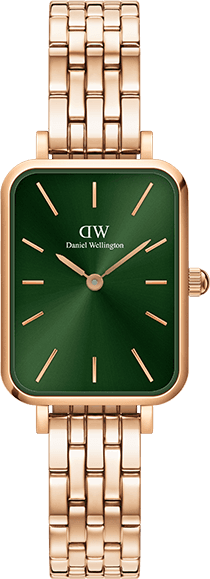 Montre Femme Daniel Wellington DW00100659 Cadran Vert Rectangulaire Bracelet Or Rose Acier