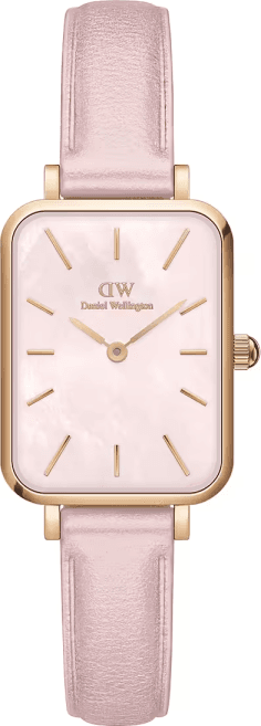 Montre Femme Daniel Wellington DW00100636 Quadro - Cadran Rectangulaire Rose Nacre, Boîtier Or Rose