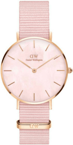 Montre Femme Daniel Wellington Petite Coral DW00100512 - Boîtier Or Rose 28mm, Cadran Nacre Rose, Bracelet Nato