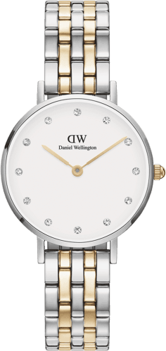 Montre Femme Daniel Wellington Petite Lumine DW00100616, Cadran Blanc, Bracelet Bicolore Argent et Or