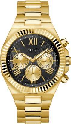 Montre Guess GW0703G5 pour Homme - Boîtier Acier Doré, Cadran Noir Multifonctions
