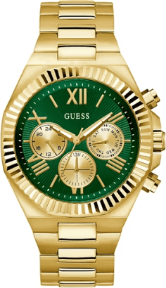 Montre Homme Guess GW0703G2 Equity - Boîtier Acier Doré, Cadran Vert Multifonctions