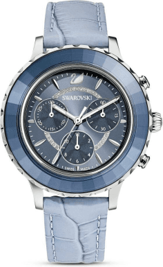 Montre-bracelet femme Swarovski Octea Lux 5580600 - Chronographe à quartz, cadran et bracelet cuir bleu