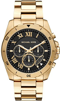 Montre Homme Michael Kors MK8415 - Boîtier Argent, Cadran Marron, Bracelet Cuir Noir