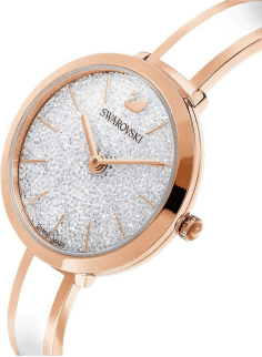 Montre Femme Swarovski 5580541 Crystalline Delight - Cadran Blanc Cristaux, Boîtier Or Rose PVD, Bracelet Acier & Émail