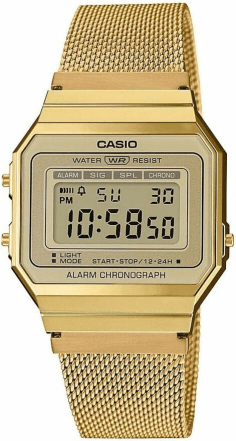 Montre Casio A700WEMG-9AEF Vintage Dorée à Affichage Digital - Maille Milanaise Unisexe