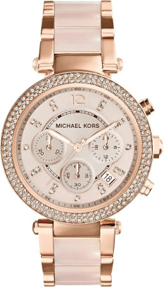 Montre Femme Michael Kors Parker MK5896 Bracelet en acier or rose et acétate