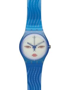 Montre Swatch SUOZ107 Unisexe - Cadran Illustré sur Bracelet Bleu Silicone