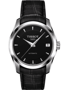 Tissot Couturier T0352071605100 - Montre Femme Automatique, Cadran Noir, Bracelet Cuir