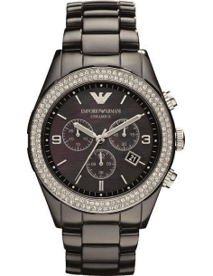 Montre Femme Emporio Armani AR1455 en Céramique Noire avec Cristaux