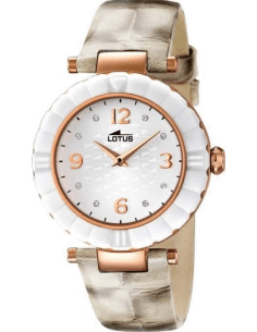 Montre Femme Lotus Trendy L15912/2 Cadran Argent & Bracelet Cuir Gris Bicolore