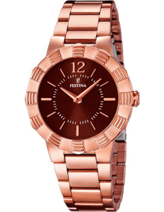 Montre Festina F16733/2 pour Femme - Cadran Marron et Boîtier Acier Or Rose