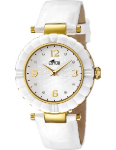 Montre Femme Lotus Trendy L15912/5 - Boîtier or et cadran blanc, bracelet cuir blanc