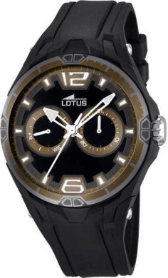 Montre Homme Lotus Sport L18184/5 - Cadran noir, bracelet résine noire et lunette brune