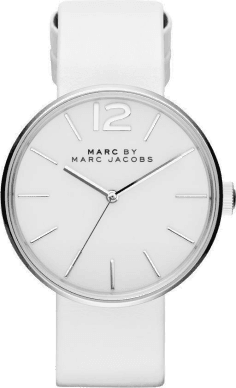 Montre Femme Marc Jacobs Peggy MBM1361 - Cadran Argent, Bracelet Cuir Blanc