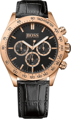 Montre Homme Hugo Boss Ikon 1513179 Chronomètre Cadran Noir Bracelet Cuir