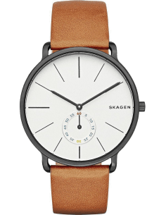 Montre Homme Skagen SKW6216 - Cadran Blanc, Boîtier Noir, Bracelet Cuir Marron