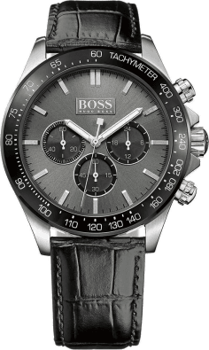 Montre Homme Hugo Boss 1513177 Chronographe Cadran Noir Bracelet Cuir